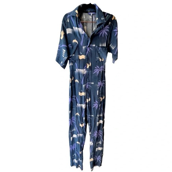 Paradised blue Apres beach jumpsuit zipper front size XS excellent condition - Picture 5 of 8